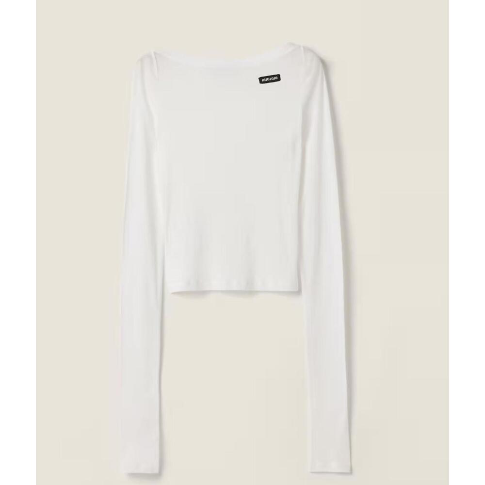 Miu Miu Ribbed jersey top White Size m